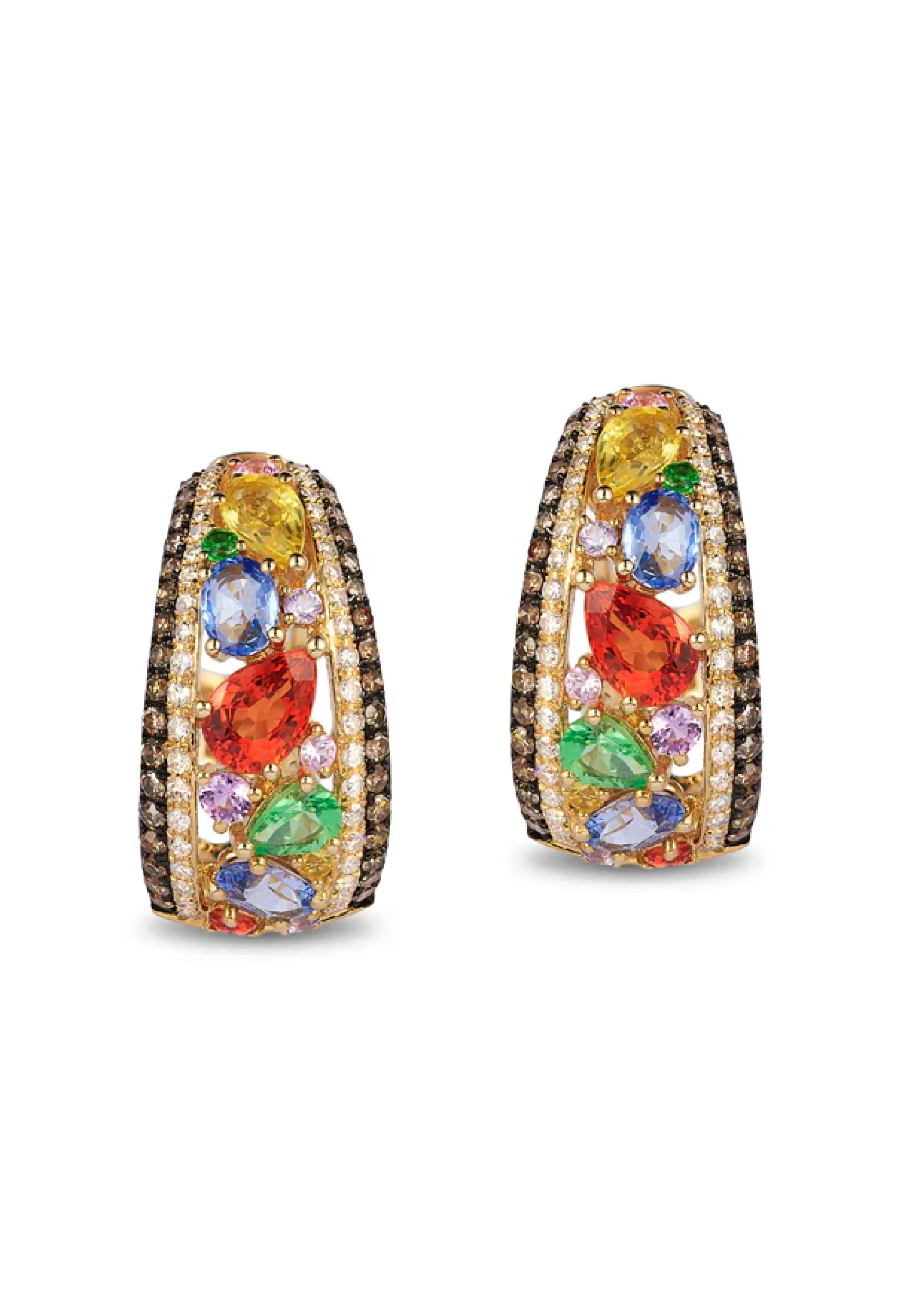 Earrings|Effy Jewelry Watercolors 14K Gold Multi Sapphire u0026 Diamond Earrings, 4.19 TCW