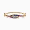 Bracelets|Effy Jewelry Watercolors 14K Gold Multi Sapphire and Diamond Bangle, 4.17 TCW