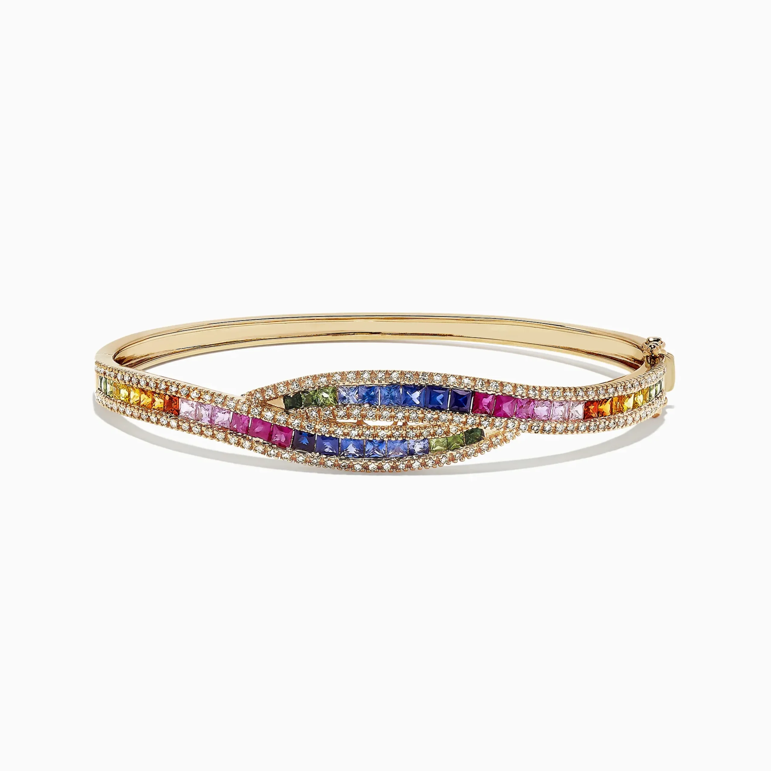 Bracelets|Effy Jewelry Watercolors 14K Gold Multi Sapphire and Diamond Bangle, 4.17 TCW