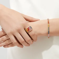 Bracelets|Effy Jewelry Watercolors 14K Gold Multi Sapphire u0026 Diamond Tennis Bracelet, 9.73 TW