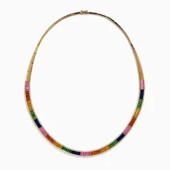 Necklaces & Pendants|Effy Jewelry Watercolors 14K Gold Multi Sapphire and Diamond Necklace
