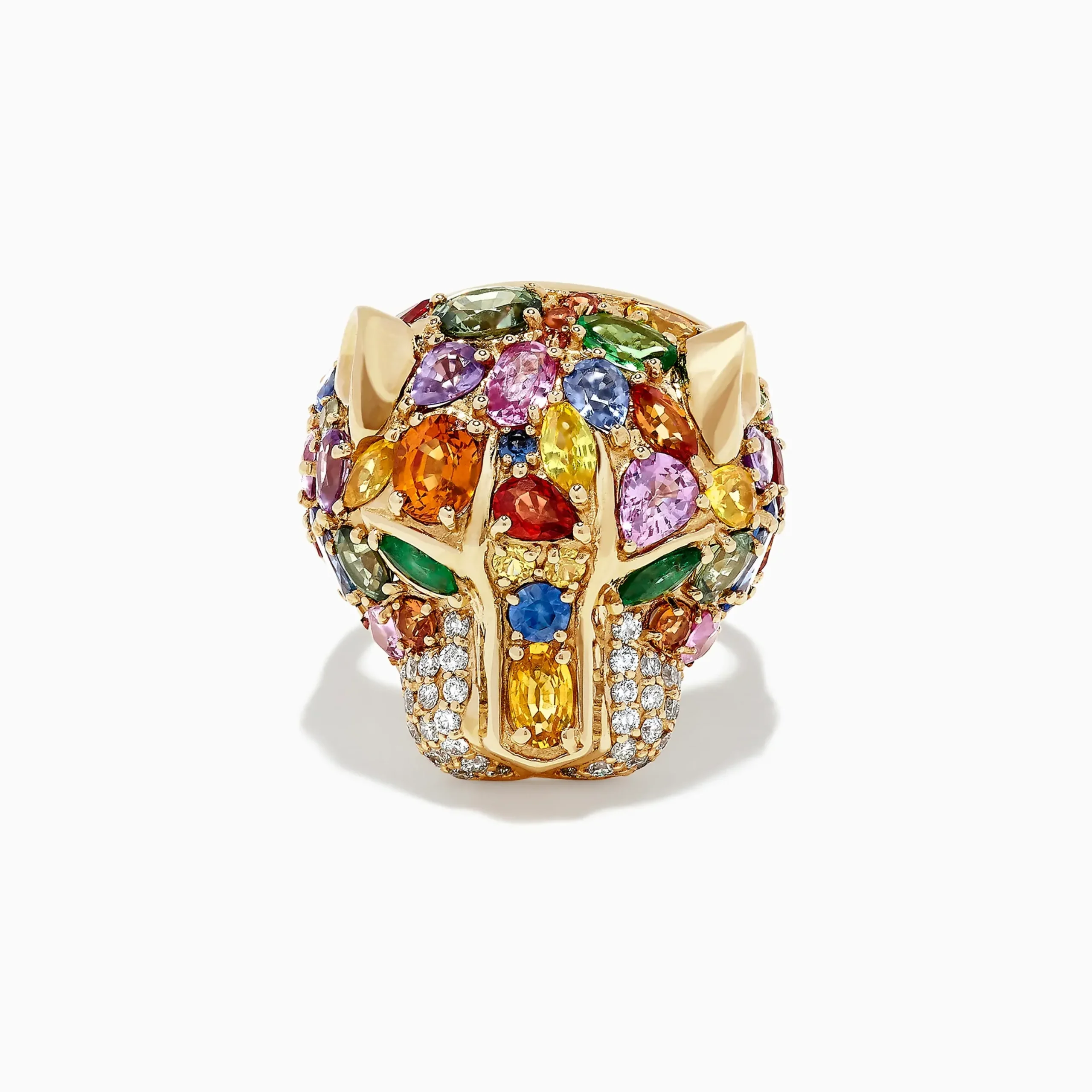 Rings|BH Multi Watercolors 14K Gold Multi Sapphire, Diamond u0026 Emerald Panther Ring