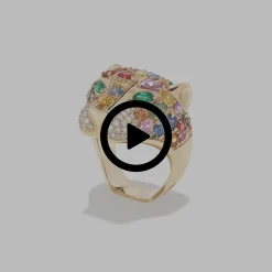 Rings|BH Multi Watercolors 14K Gold Multi Sapphire, Diamond u0026 Emerald Panther Ring