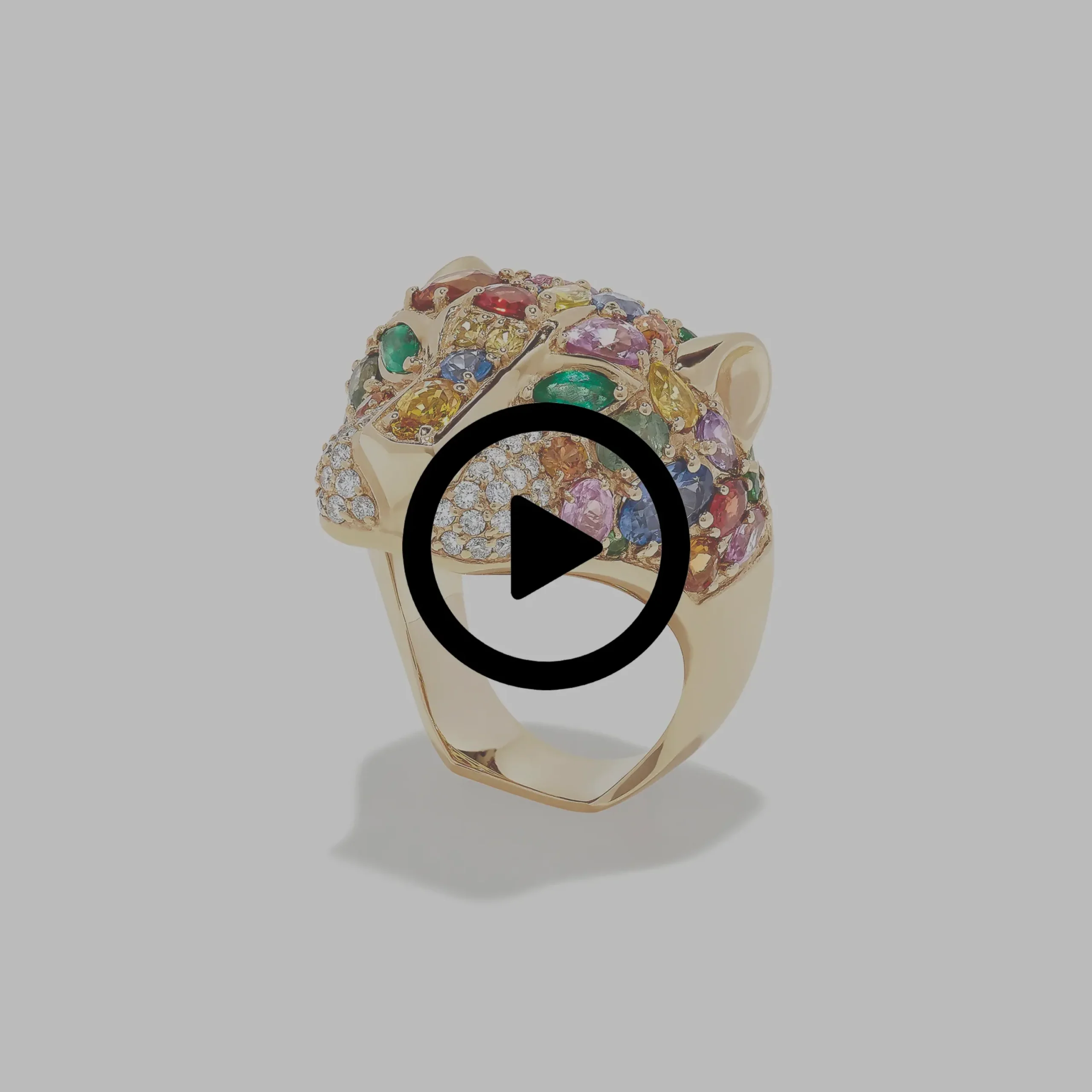 Rings|BH Multi Watercolors 14K Gold Multi Sapphire, Diamond u0026 Emerald Panther Ring