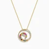 Necklaces & Pendants|BH Multi Watercolors 14K Gold Multi Sapphire and Diamond Wave Pendant, 0.85 TCW