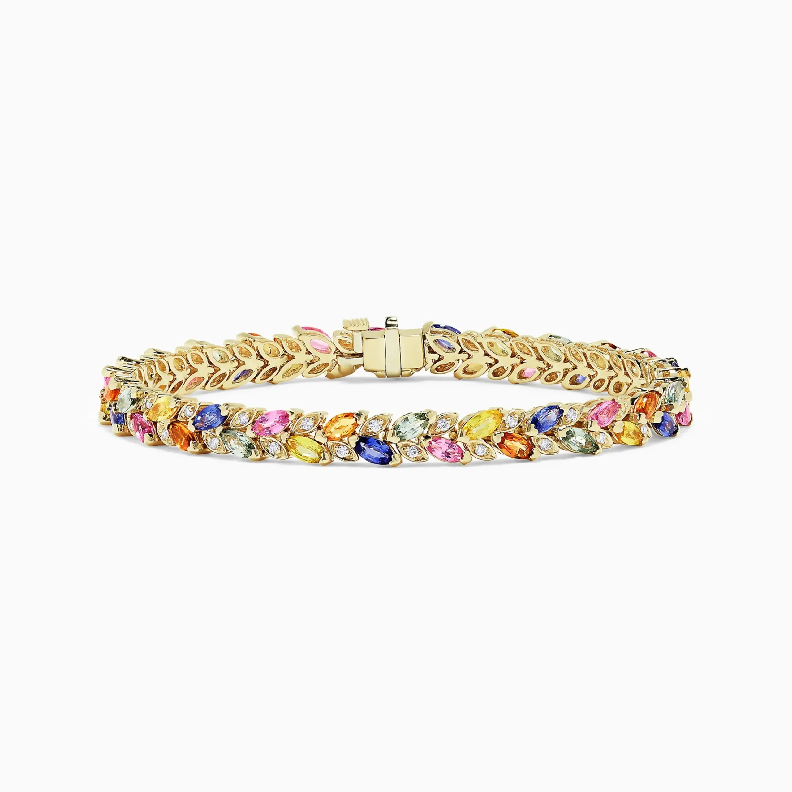Bracelets|Effy Jewelry Watercolors 14K Gold Multi Sapphire u0026 Diamond Bracelet, 11.09 TCW
