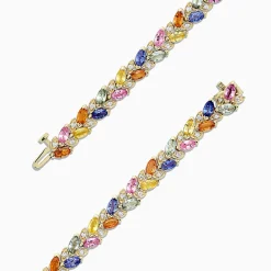 Bracelets|Effy Jewelry Watercolors 14K Gold Multi Sapphire u0026 Diamond Bracelet, 11.09 TCW