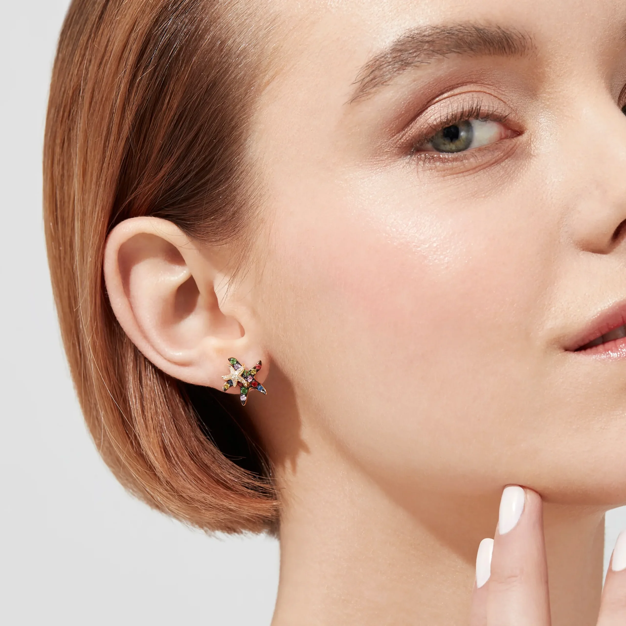 Earrings|Effy Jewelry Watercolors 14K Gold Sapphire u0026 Diamond Starfish Stud Earrings, 0.76 TCW