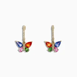 Earrings|Effy Jewelry Watercolors 14K Gold Sapphire u0026 Diamond Butterfly Earrings, 2.97 TCW