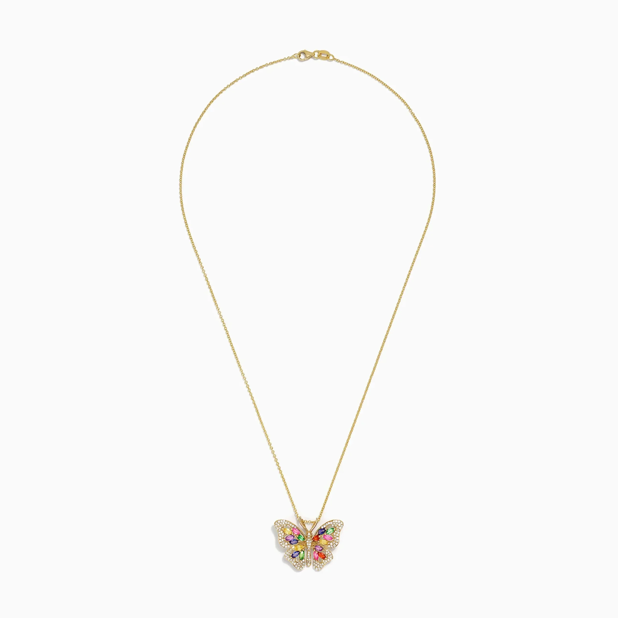 Necklaces & Pendants|Effy Jewelry Watercolors 14K Gold Sapphire u0026 Diamond Butterfly Pendant, 2.34 TCW