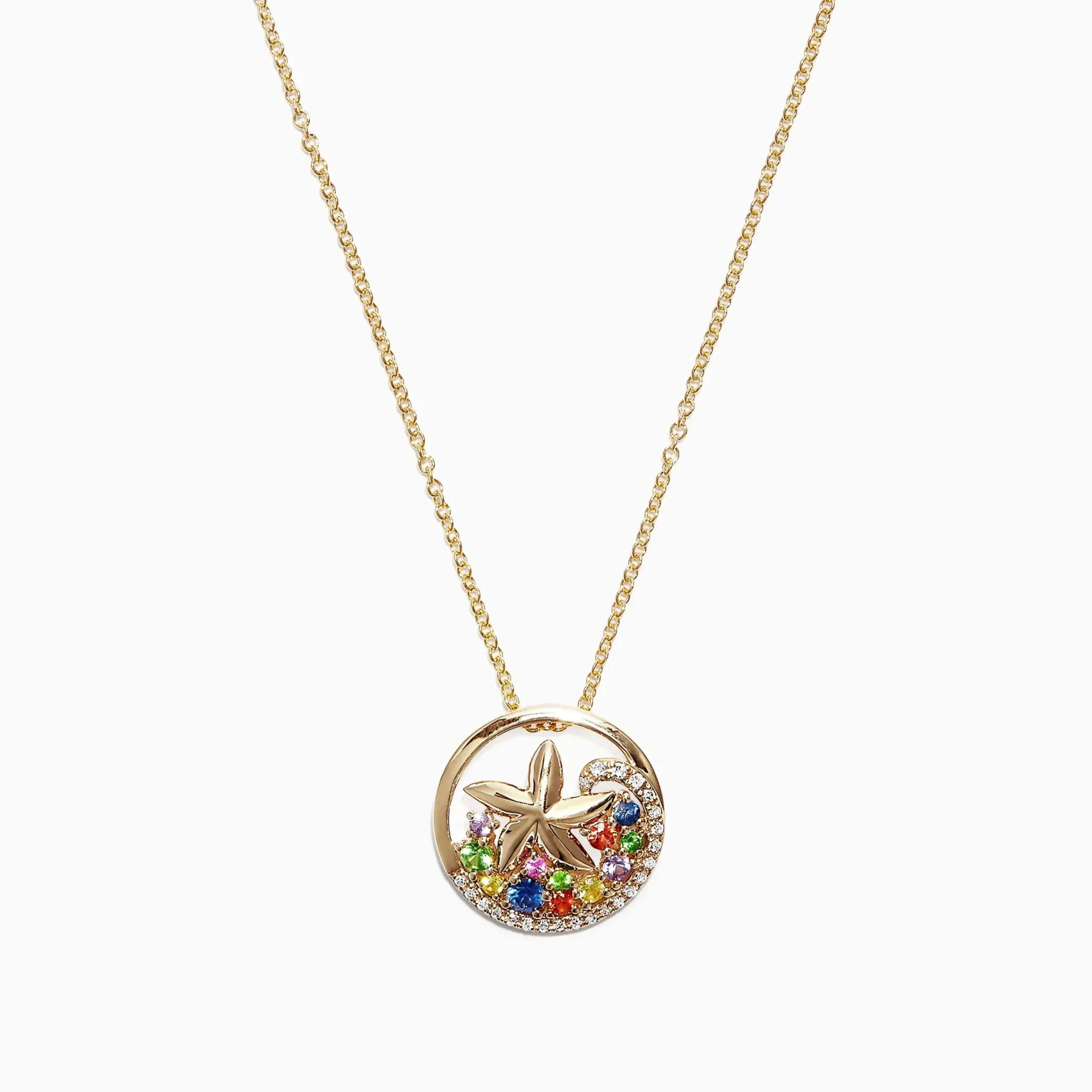 Necklaces & Pendants|Effy Jewelry Watercolors 14K Gold Sapphire u0026 Diamond Starfish Pendant, 0.53 TCW