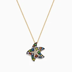 Necklaces & Pendants|BH Multi Watercolors 14K Gold Sapphire u0026 Diamond Starfish Pendant, 1.19 TCW