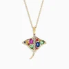 Necklaces & Pendants|Effy Jewelry Watercolors 14K Gold Sapphire and Diamond Stingray Pendant, 0.91 TCW