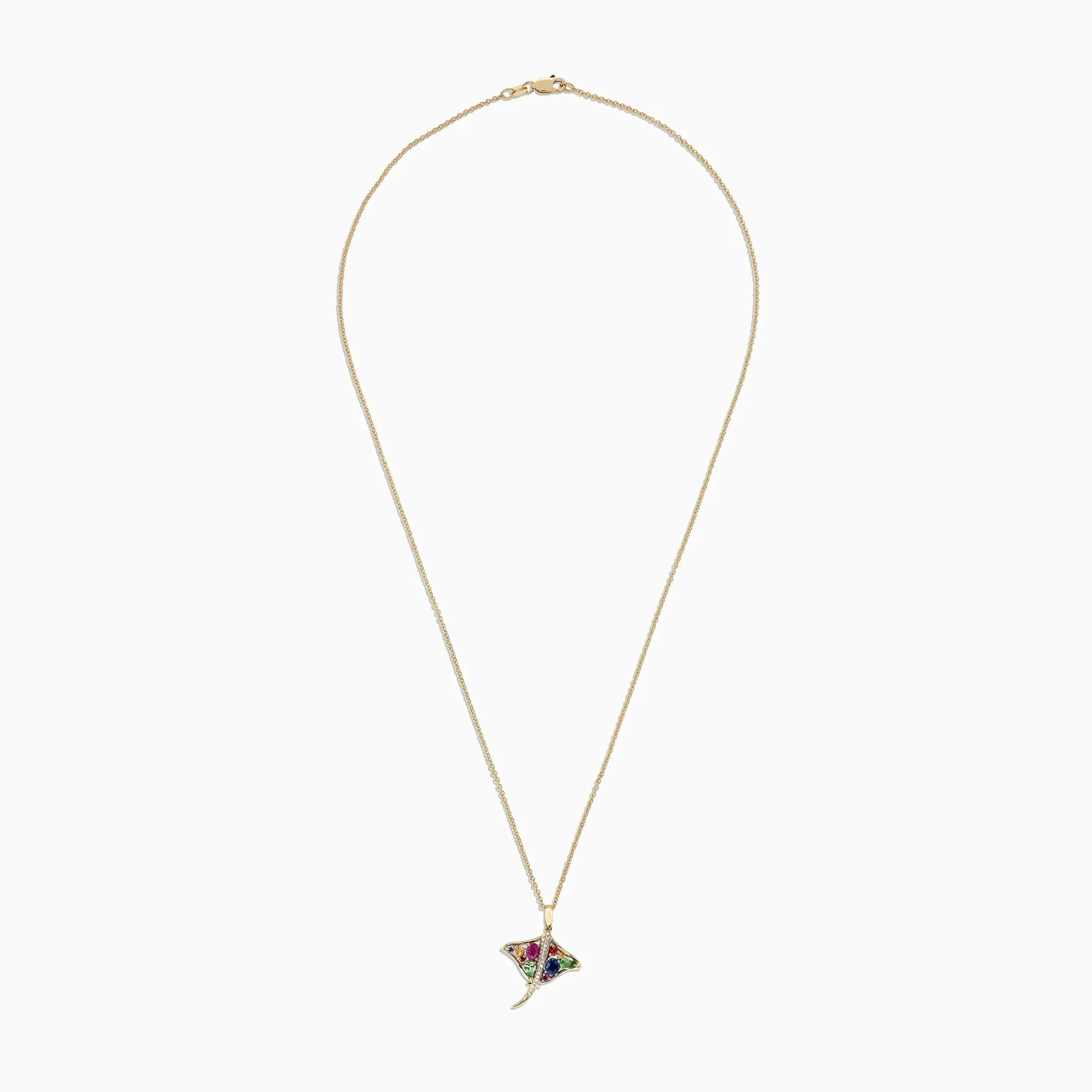 Necklaces & Pendants|Effy Jewelry Watercolors 14K Gold Sapphire and Diamond Stingray Pendant, 0.91 TCW
