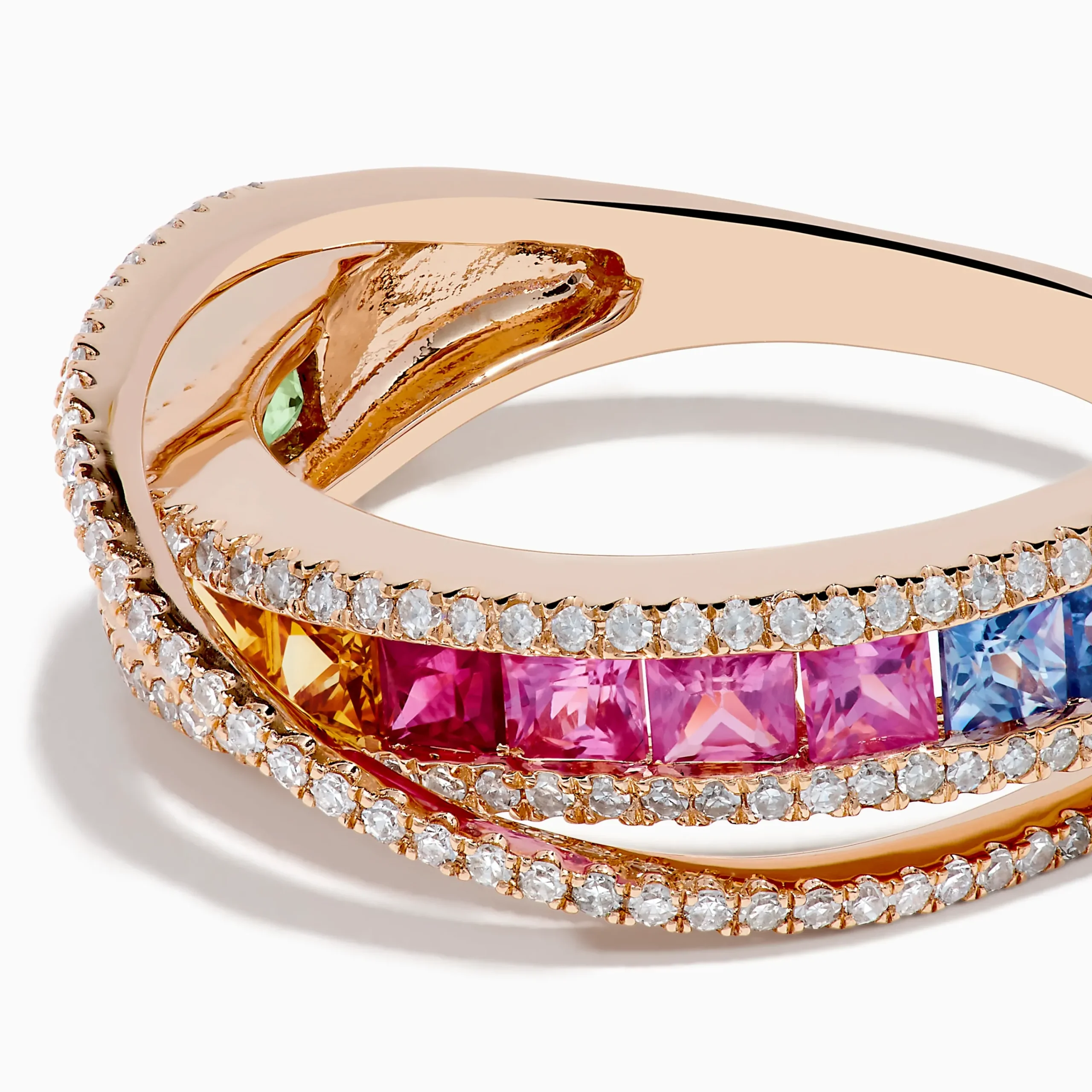Rings|Effy Jewelry Watercolors 14K Rose Gold Multi Color Sapphire and Diamond Band Ring