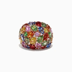 Rings|Effy Jewelry Watercolors 14K Rose Gold Multi-Sapphire Diamond Ring, 13.94 TCW