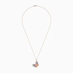 Necklaces & Pendants|BH Multi Watercolors 14K Rose Gold Multi Sapphire and Diamond Butterfly Pendant