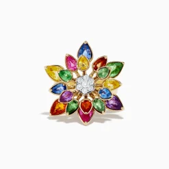 Rings|Effy Jewelry Watercolors 14K Two-Tone Multi Sapphire Moving Petals Flower Ring