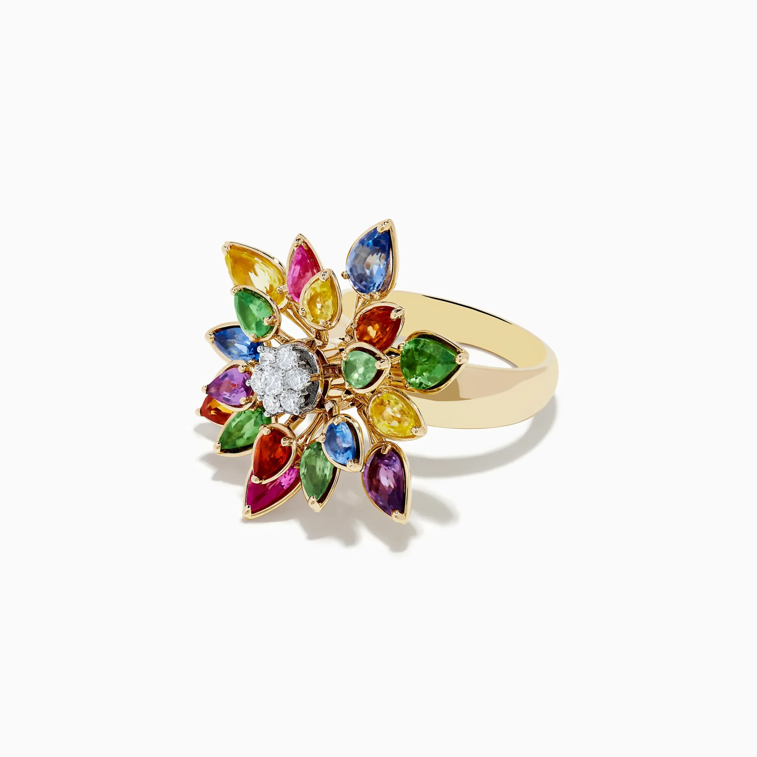 Rings|Effy Jewelry Watercolors 14K Two-Tone Multi Sapphire Moving Petals Flower Ring