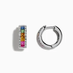 Earrings|Effy Jewelry Watercolors 14K White Gold Sapphire u0026 Diamond Earrings, 1.76 TCW