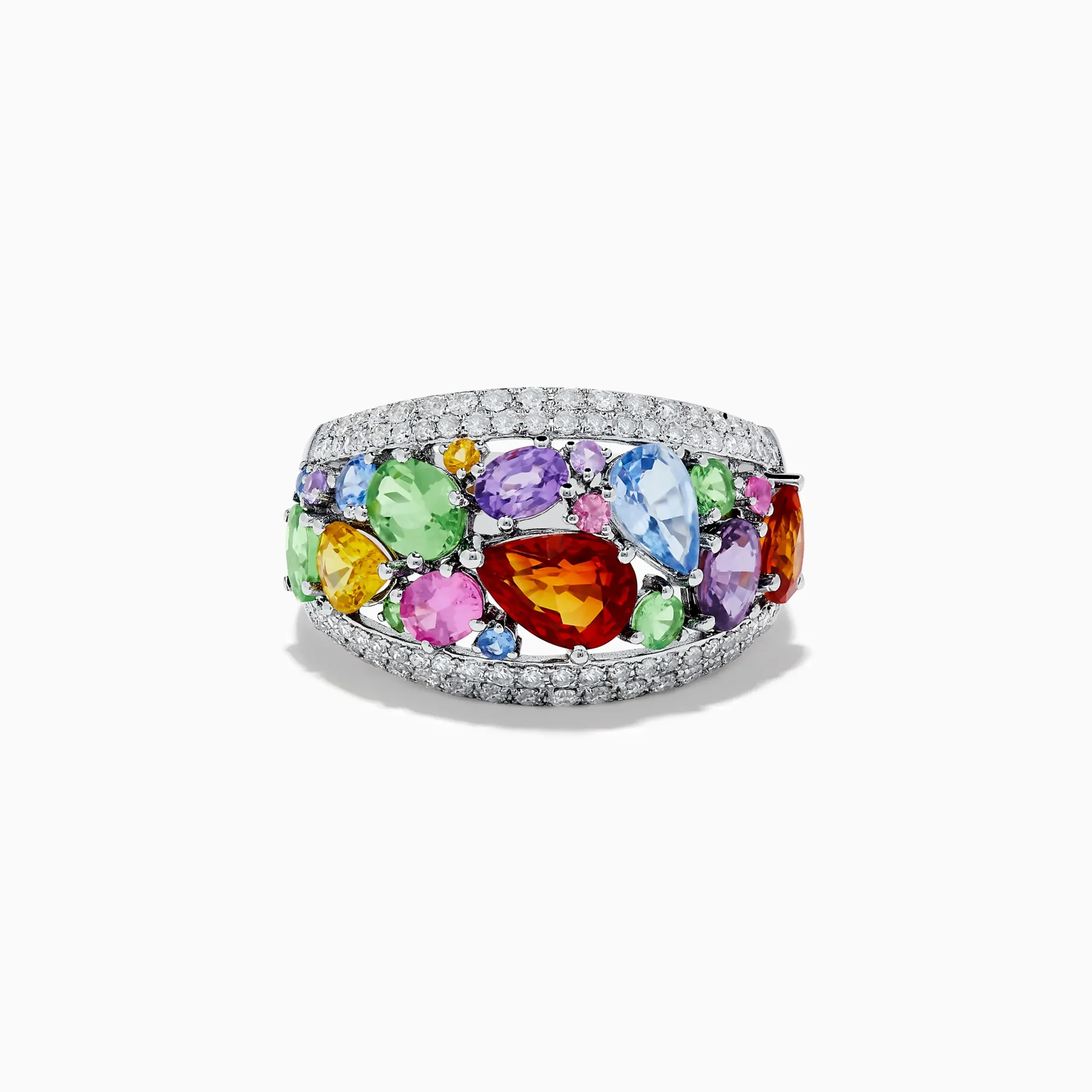 Rings|Effy Jewelry Watercolors 14K White Gold Multi Sapphire and Diamond Ring