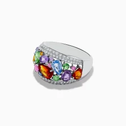 Rings|Effy Jewelry Watercolors 14K White Gold Multi Sapphire and Diamond Ring