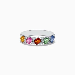 Rings|Effy Jewelry Watercolors 14K White Gold Multi Sapphire and Diamond Ring