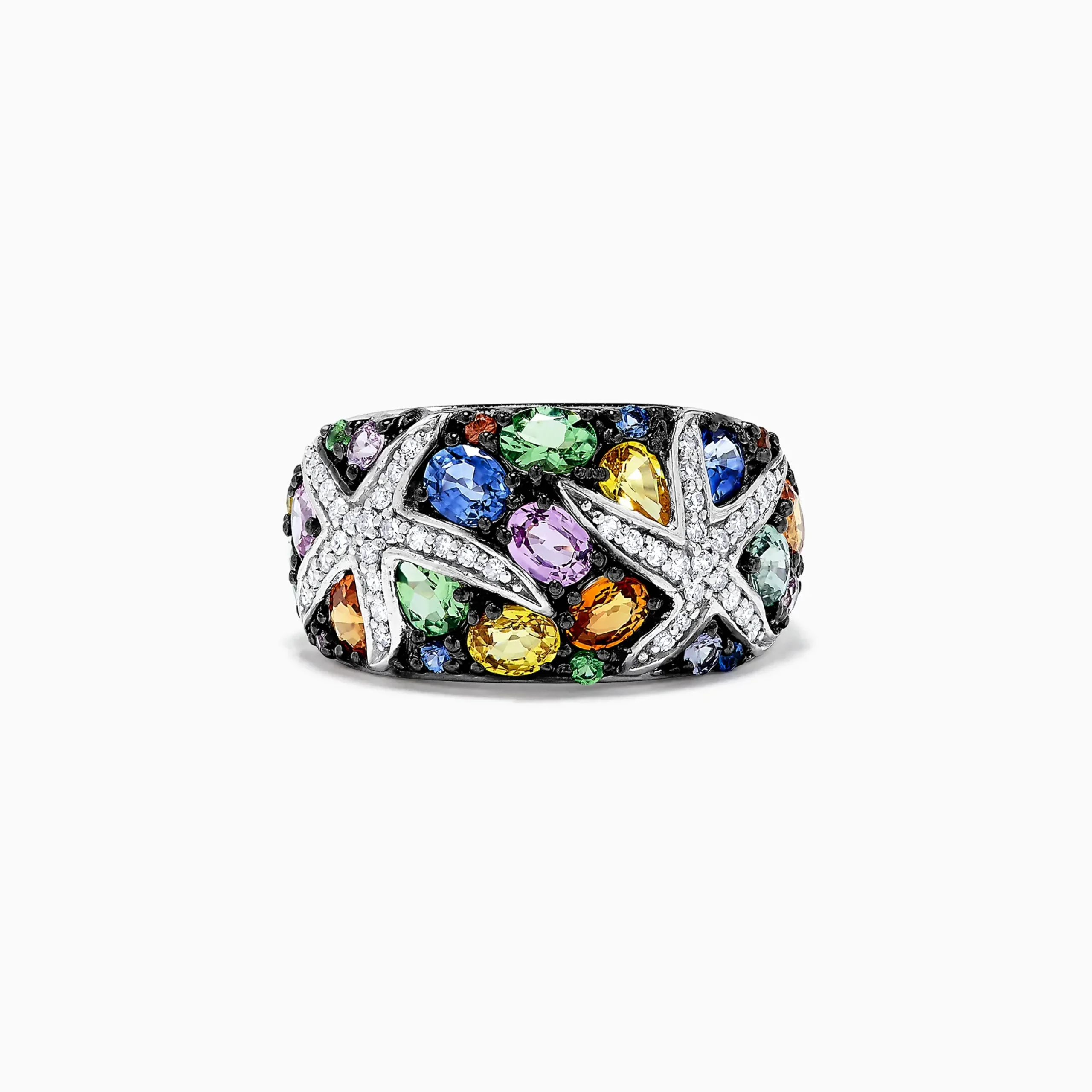 Rings|Effy Jewelry Watercolors 14K White Gold Multi Sapphire and Diamond Ring, 3.75 TCW