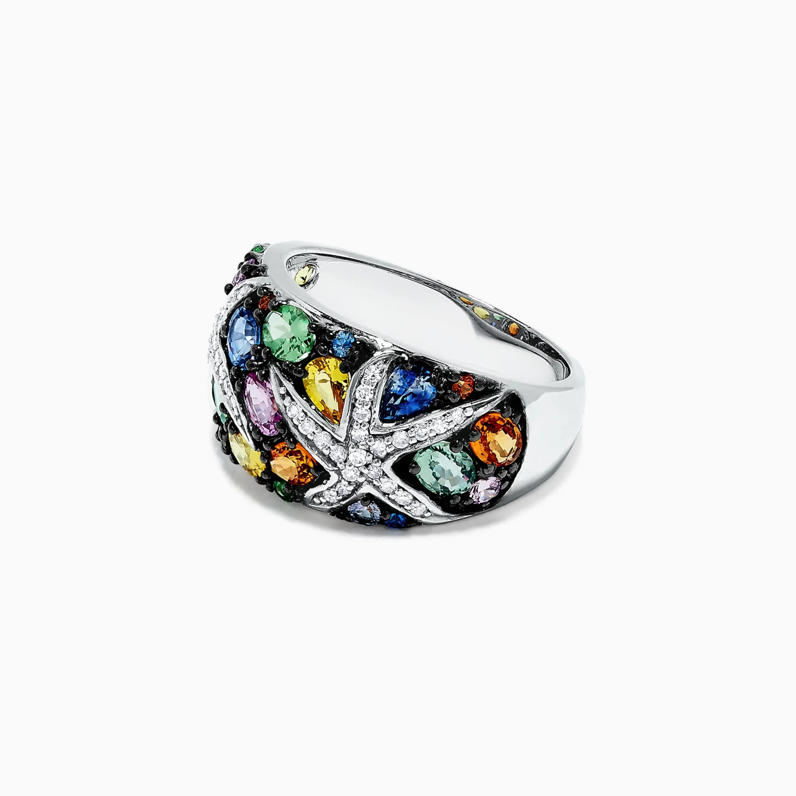 Rings|Effy Jewelry Watercolors 14K White Gold Multi Sapphire and Diamond Ring, 3.75 TCW