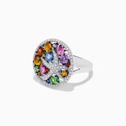 Rings|Effy Jewelry Watercolors 14K White Gold Diamond and Multi Sapphire Ring