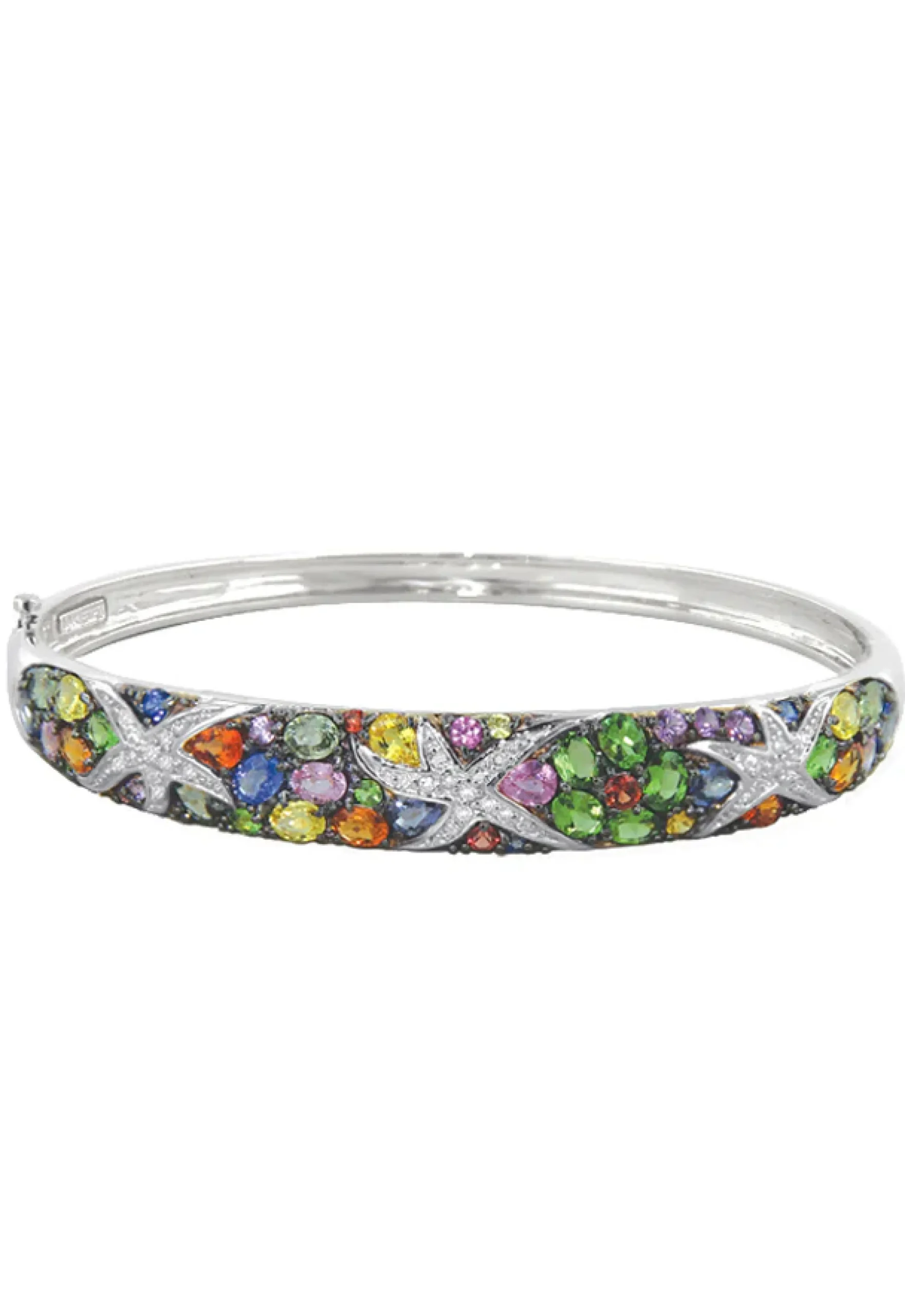 Bracelets|Effy Jewelry Watercolors 14K White Gold Multi Sapphire u0026 Diamond Bangle, 7.89 TCW