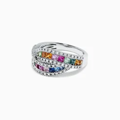 Rings|Effy Jewelry Watercolors 14K White Gold Multi Sapphire and Diamond Ring, 1.95 TCW