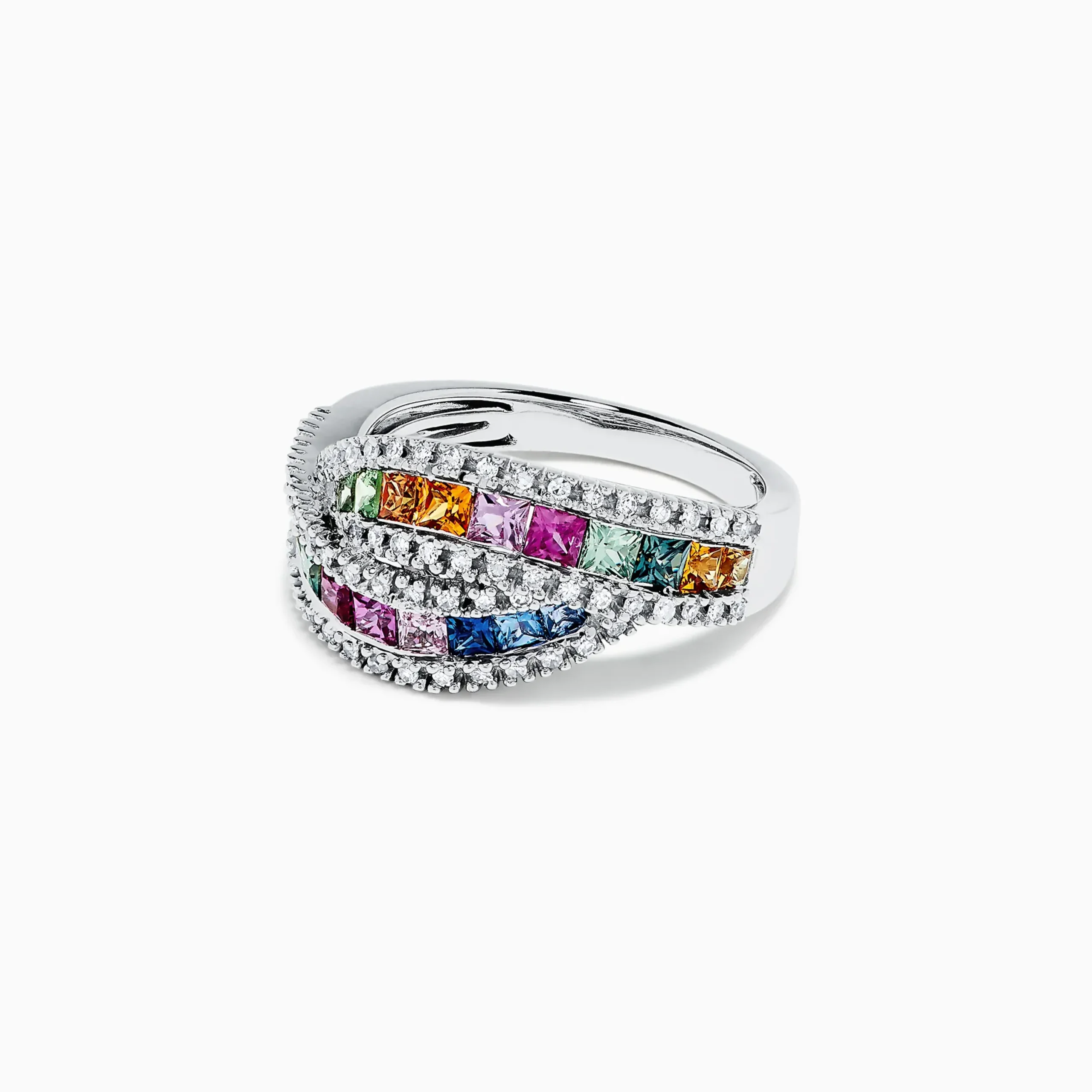 Rings|Effy Jewelry Watercolors 14K White Gold Multi Sapphire and Diamond Ring, 1.95 TCW