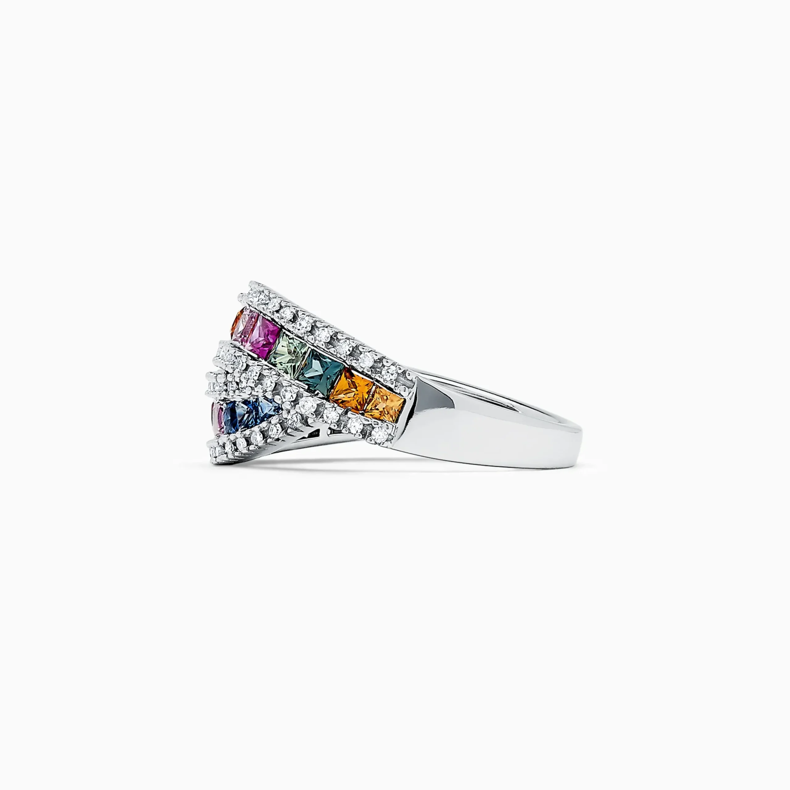 Rings|Effy Jewelry Watercolors 14K White Gold Multi Sapphire and Diamond Ring, 1.95 TCW
