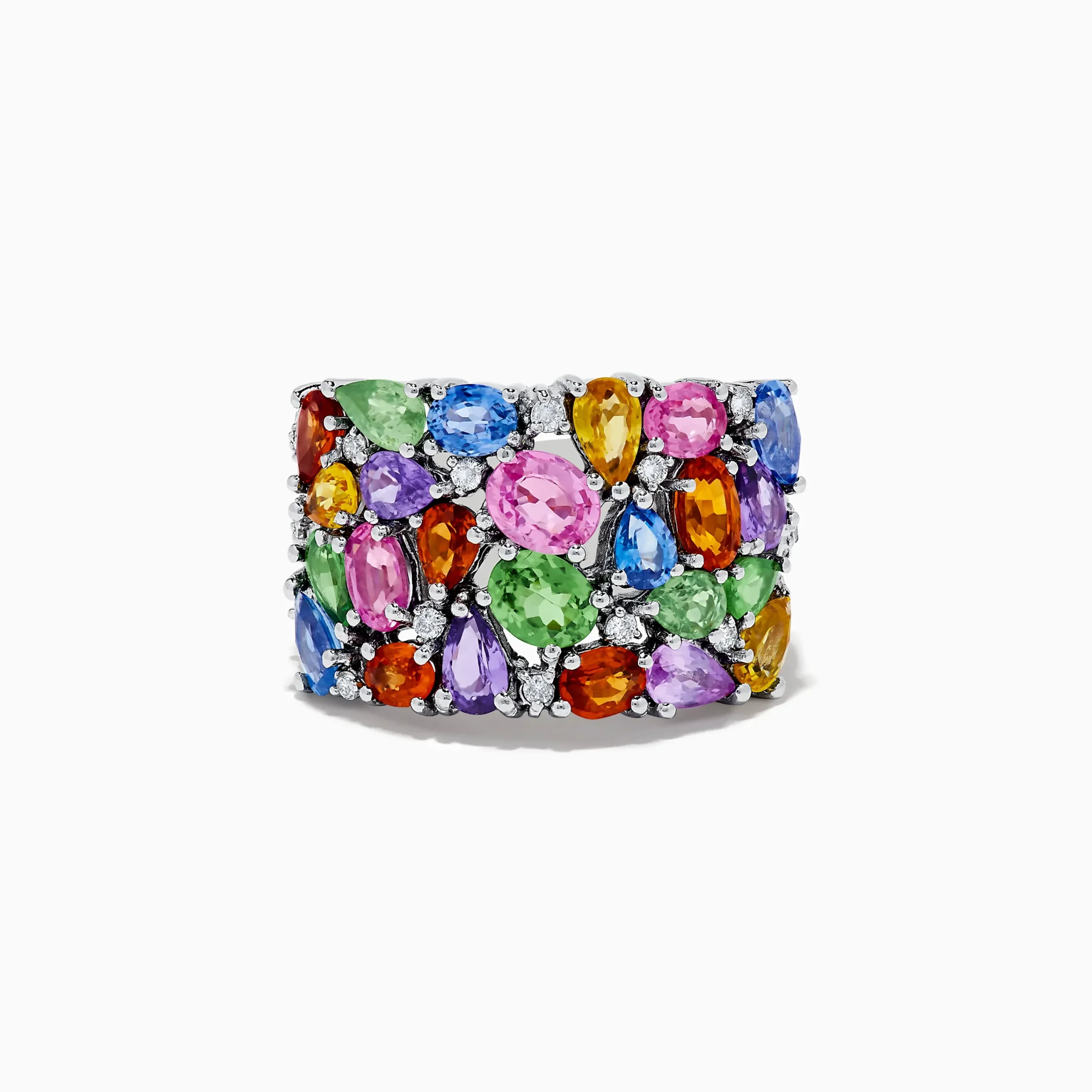 Rings|Effy Jewelry Watercolors 14K White Gold Multi Sapphire and Diamond Ring