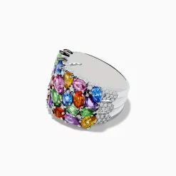 Rings|Effy Jewelry Watercolors 14K White Gold Multi Sapphire and Diamond Ring