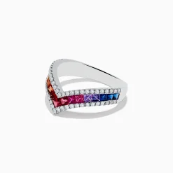 Rings|Effy Jewelry Watercolors 14K White Gold Multi Sapphire and Diamond Ring