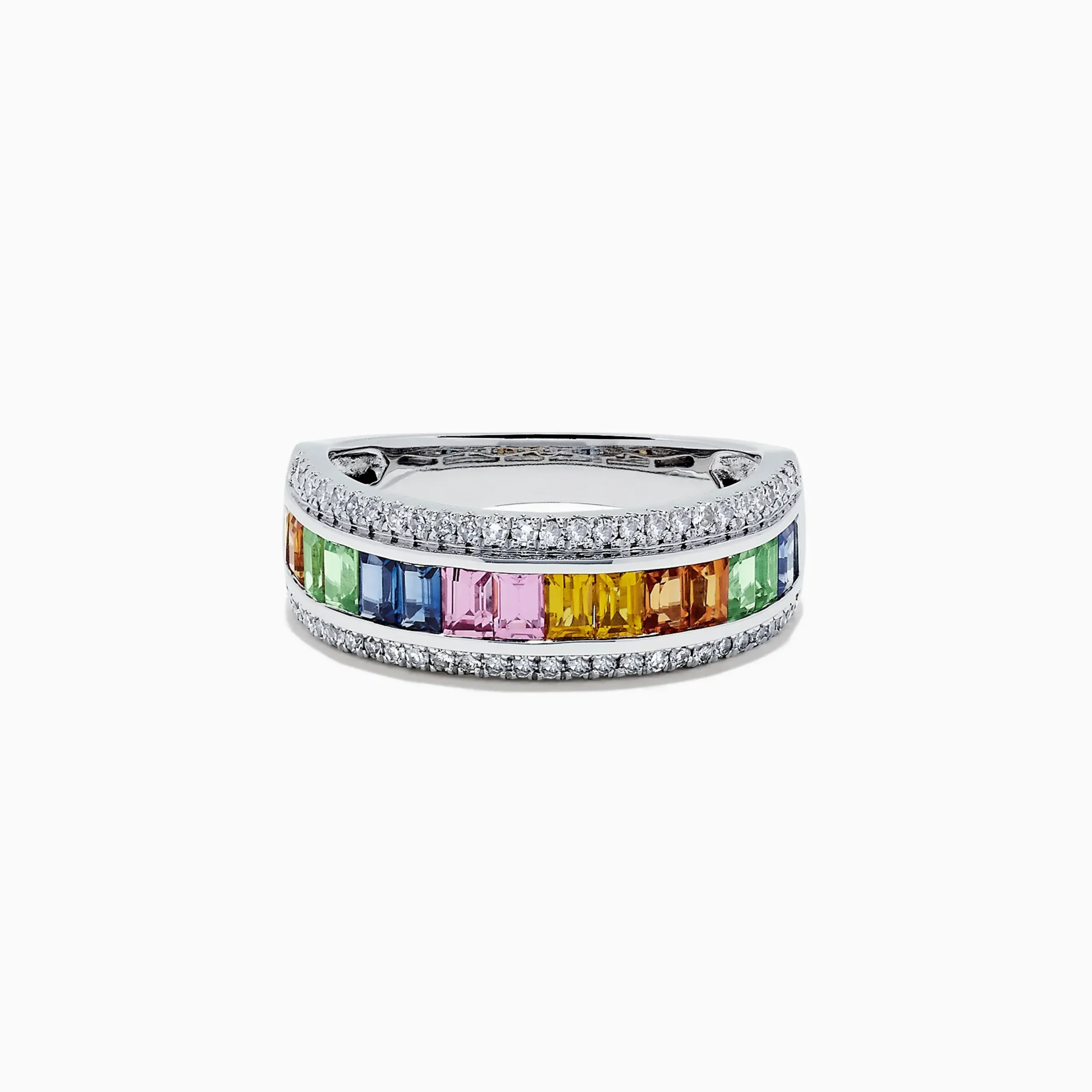 Rings|BH Multi Watercolors 14K White Gold Multi Sapphire and Diamond Ring, 1.69 TCW