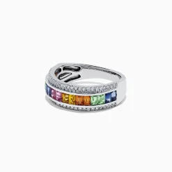 Rings|BH Multi Watercolors 14K White Gold Multi Sapphire and Diamond Ring, 1.69 TCW