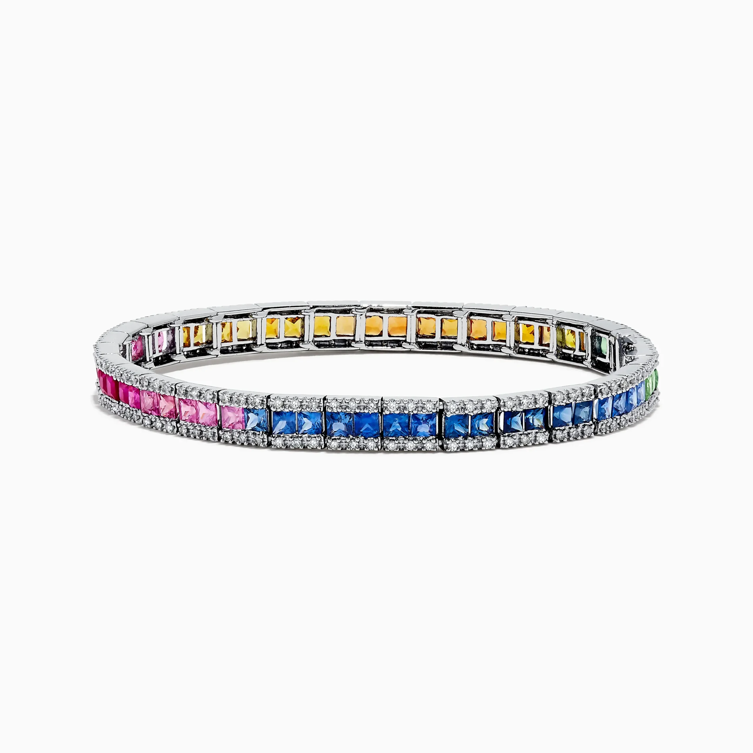 Bracelets|Effy Jewelry Watercolors 14K White Gold Multi Sapphire u0026 Diamond Bracelet, 9.16 TCW