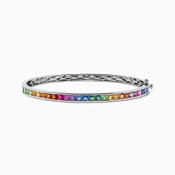 Bracelets|Effy Jewelry Watercolors 14K White Gold Multi Sapphire Bangle