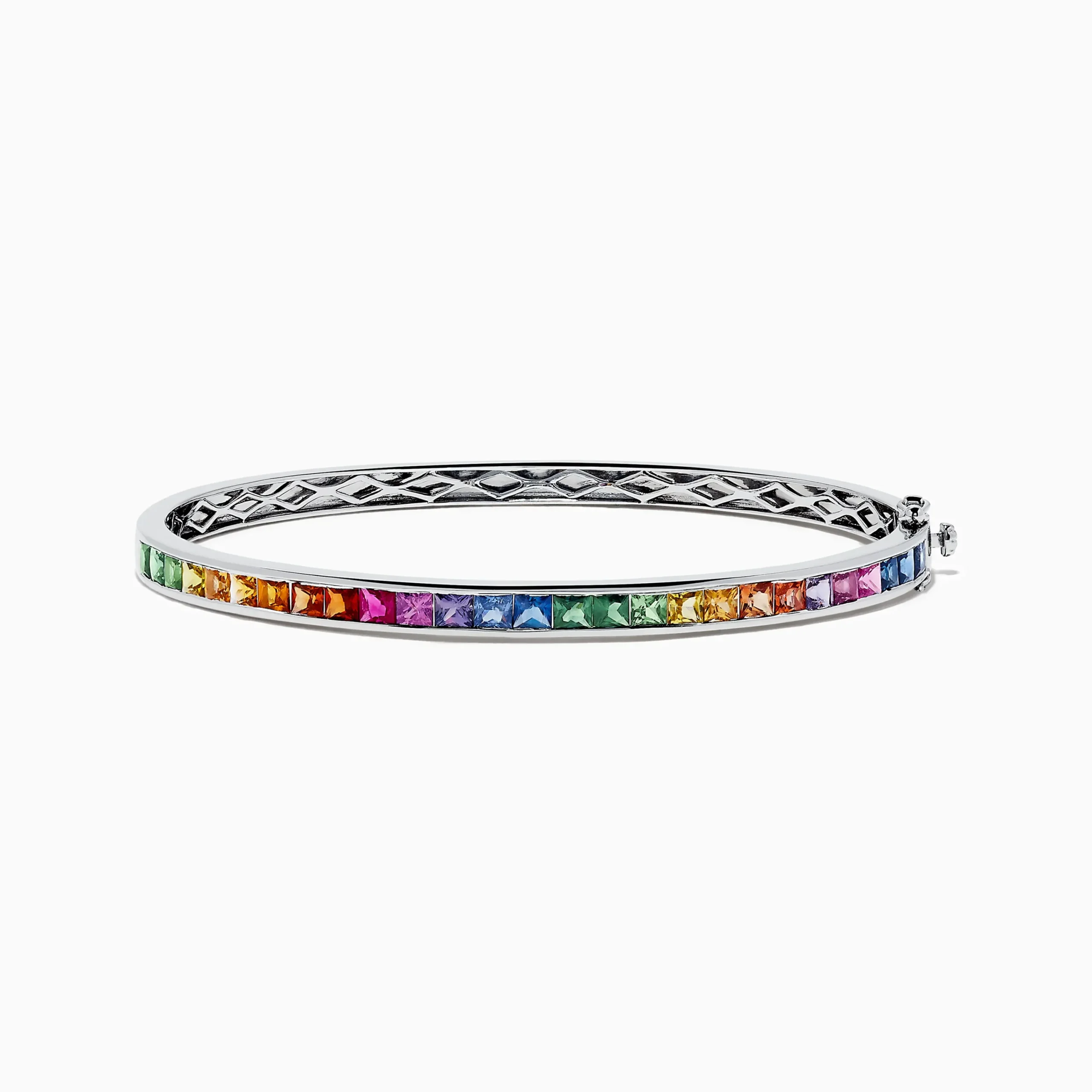Bracelets|Effy Jewelry Watercolors 14K White Gold Multi Sapphire Bangle