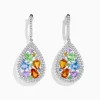 Earrings|Effy Jewelry Watercolors 14K White Gold Multi Sapphire and Diamond Earrings