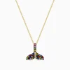 Necklaces & Pendants|Effy Jewelry Watercolors 14K Yellow Gold Multi Sapphire and Diamond Tail Pendant