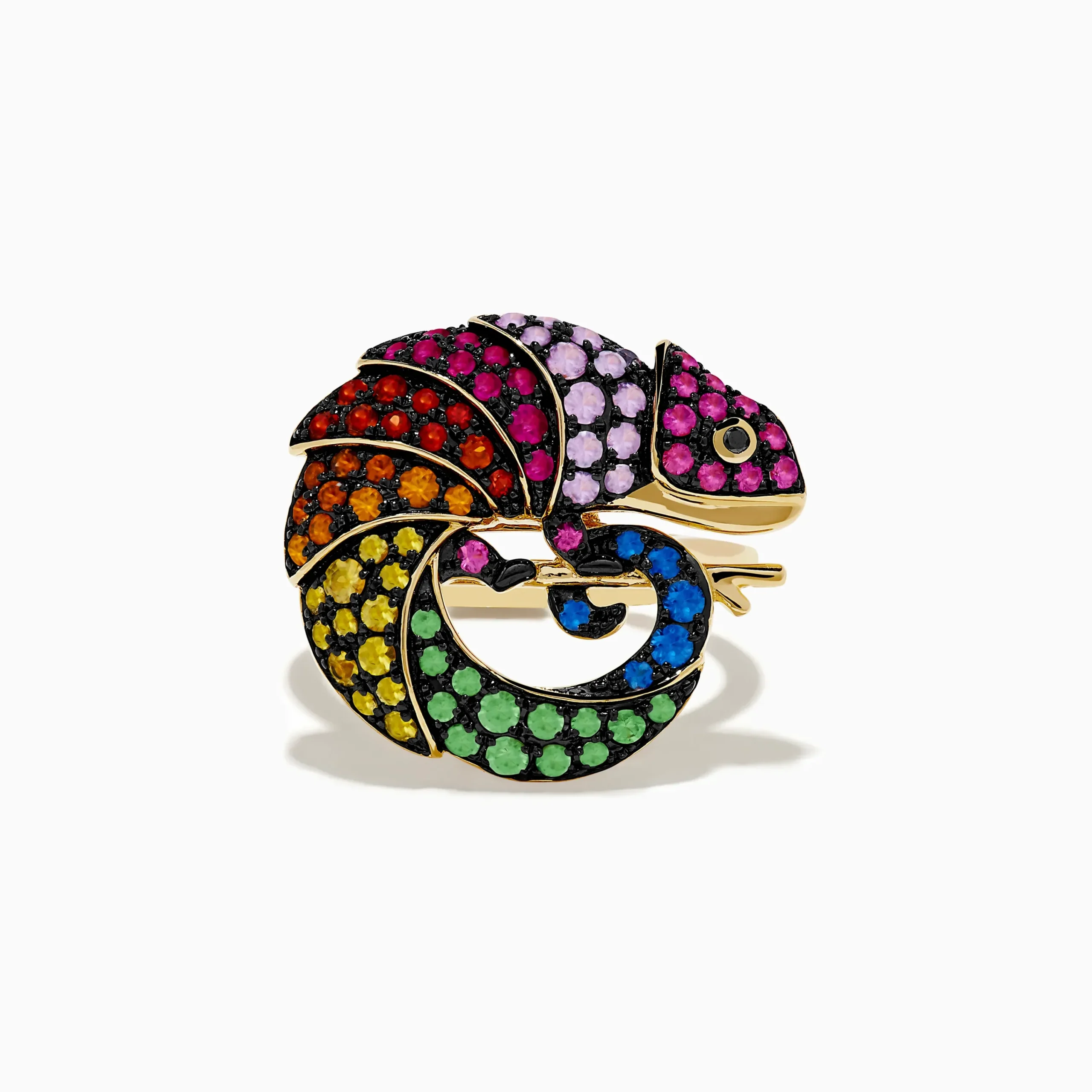 Rings|Effy Jewelry Watercolors 14K Yellow Gold Black Diamond Muliti Sapphire Chameleon Ring