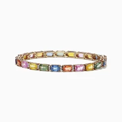 Bracelets|Effy Jewelry Watercolors 14K Yellow Gold Multi-Sapphire Diamond Bracelet, 14.51 TCW