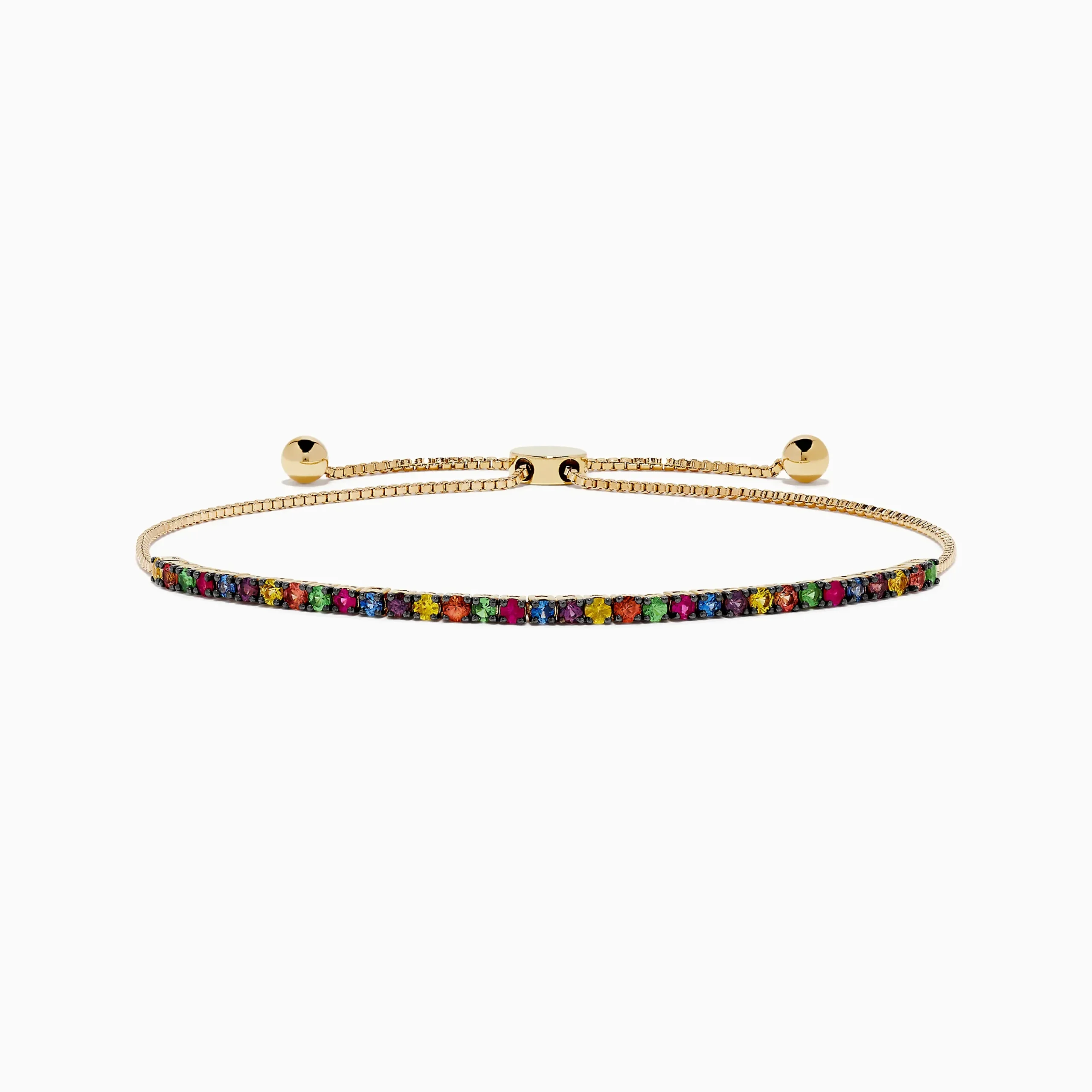 Bracelets|Effy Jewelry Watercolors 14K Yellow Gold Tsavorite and Multi Sapphire Tennis Bracelet