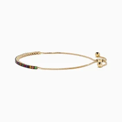 Bracelets|Effy Jewelry Watercolors 14K Yellow Gold Tsavorite and Multi Sapphire Tennis Bracelet