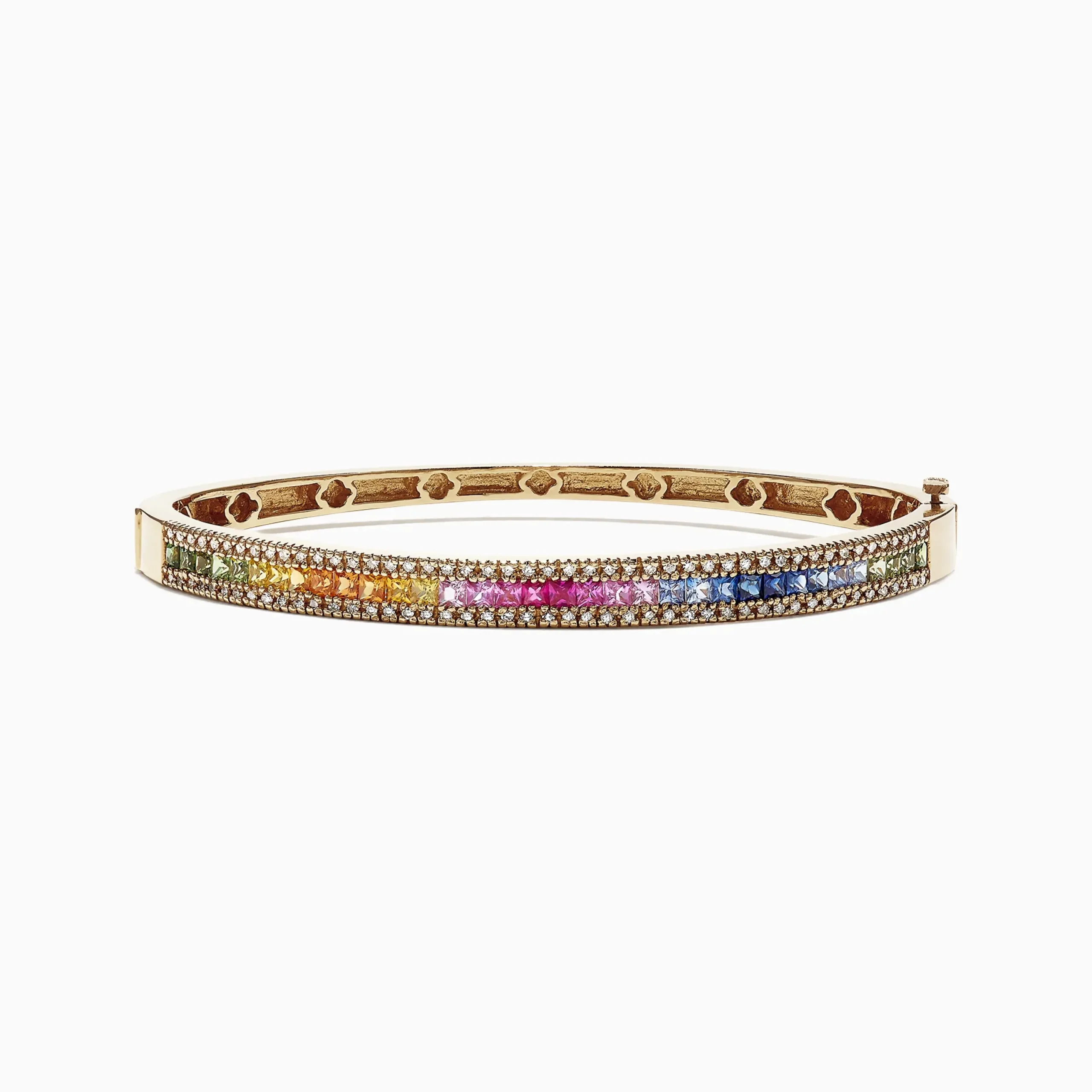 Bracelets|Effy Jewelry Watercolors 14K Yellow Gold Multi Sapphire u0026 Diamond Bangle, 3.60 TCW