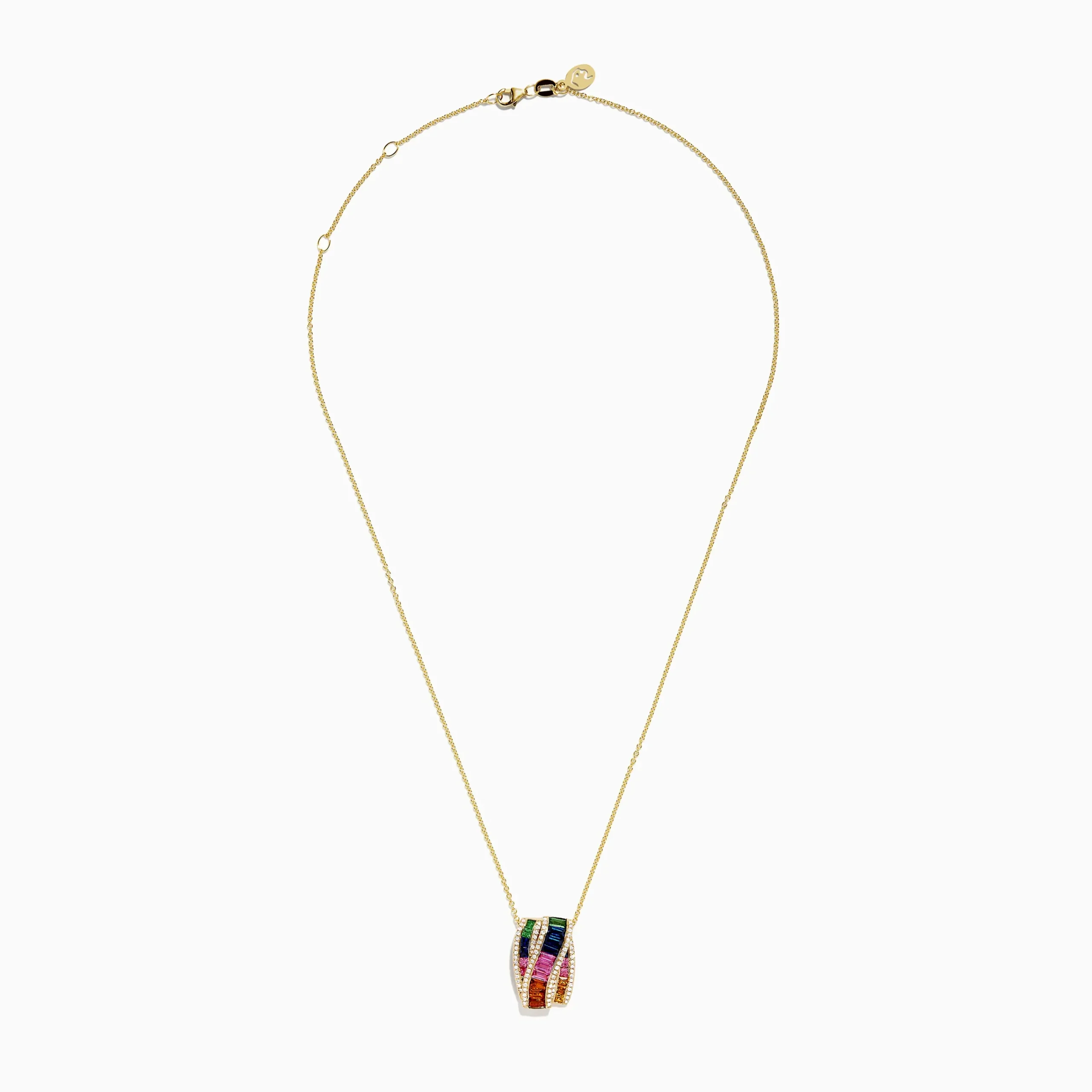 Necklaces & Pendants|Effy Jewelry Watercolors 14K Yellow Gold Multi Sapphire and Diamond Pendant